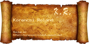 Korencsi Roland névjegykártya